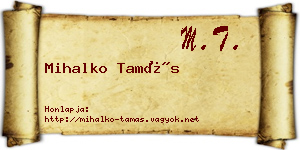 Mihalko Tamás névjegykártya